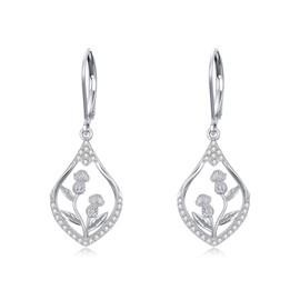 Scottish Thistle Earrings Sterling Silver Thistle Earrings Scottish Leverback Earrings Scottish Jewelry for Women