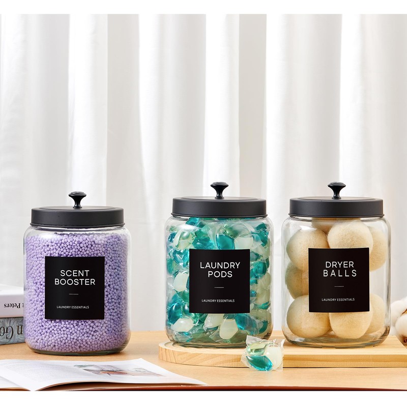 Glass Jars Laundry Containers with Lid, 0.5 Gallon Laundry Organization