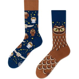 Many Mornings Unisex Owly Moly Mismatched Socks, Multi-colour.