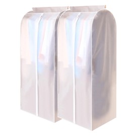 BAG WIZARD 54" Clear Garment Bags for Hanging Clothes, Suit Coat Cover for Closet Storage, Zipper Clothing Protector, Set of 2