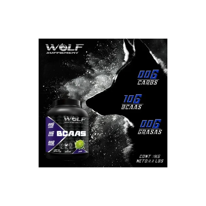 Aminoácidos Bcaas Wolf 1kg Polvo Pre Entreno 100 Serv
