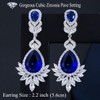 CWWZircons Big Blue Long Dangle Wedding Earrings for Brides Waterdrop