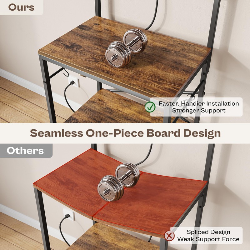 SUPERJARE Kitchen Bakers Rack with Power Outlet, Coffee Bar Table