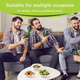 three leaf 12 OZ (355 ML) BAGASSE BOWL, 50 Ct. Heavy-Duty- Super Strong- Natural- Eco-Friendly Disposable Bagasse Bowl, 100% Biodegradable 12 Oz. Bowl