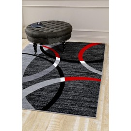 3895 Gray Swirls 6'5 x 9'2 Modern Area Rugs Mo.