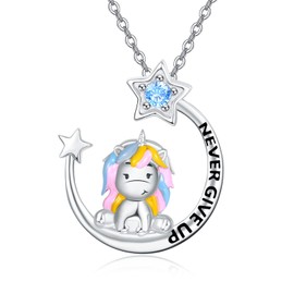 Unicorn Necklace 925 Sterling Silver Unicorn Pendant Necklace Jewellery Gifts for Women Ladies