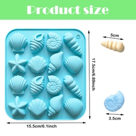 Nexolia 3 Pcs Chocolate Seashell Mold, Ocean Themed Seashell Silica Gel Mold Suitable for Craft Baking, Chocolate Candy Resin and Soap Making, DIY Home Decoration and Gift Making Projects（Blue）