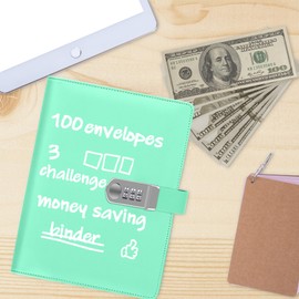 Antner 100 Envelopes Money Saving Challenge Binder with Lock, A5 Savings Binder Challenge Book Budget Planner with Cash Envelopes for Money Saving - Password Lock to Protect Cash Security, Light Green