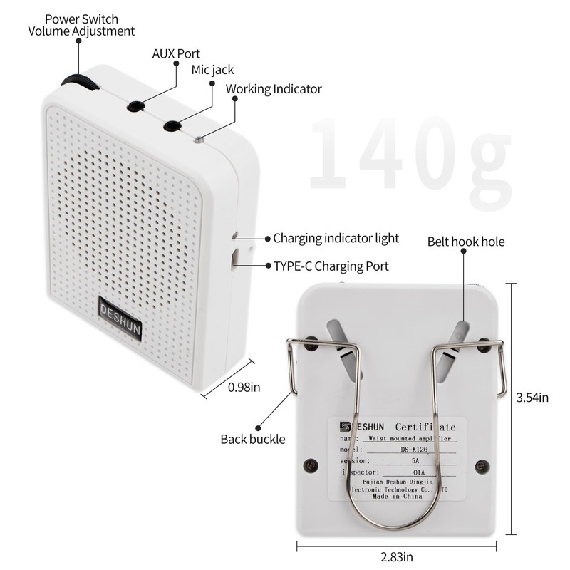 DESHUN Voice Amplifier,Portable Microphone and Speaker,Suitable for Teachers, Tour Guides,