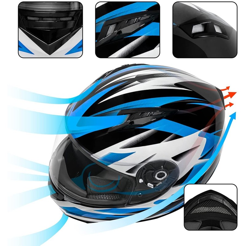 VCAN VX Lightweight Full Face Motorcycle Street Bike Helmet with