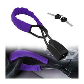 CGEAMDY Steering Wheel Lock for Car, Brake Pedal Clutch Lock, Universal Anti-Theft Protection, Sturdy Lock for Car, Truck, SUV Security with 2 Keys (Purple)