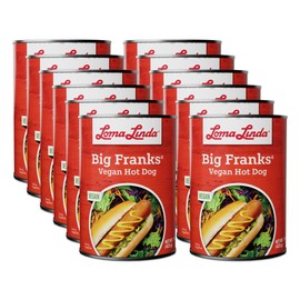 Vegan Meat Hot Dogs Alternative - Loma Linda Big Franks Plant-Based Sausages, Meatless Protein, Vegetarian Frankfurters, Non-GMO, Ready to Eat, 15oz Cans (12-Pack)
