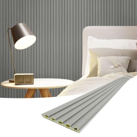 Art3d Slat Wall Panels, WPC Soundproof 3D Wall Paneling for Interior Wall Decor, TV Background, 8-Pack 96 x 6 in. Gray Oak