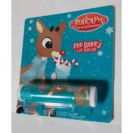 Boston America Corp. Rudolph The Red-Nosed Reindeer Christmas Holiday Flavored Lip Balm RED BERRY New
