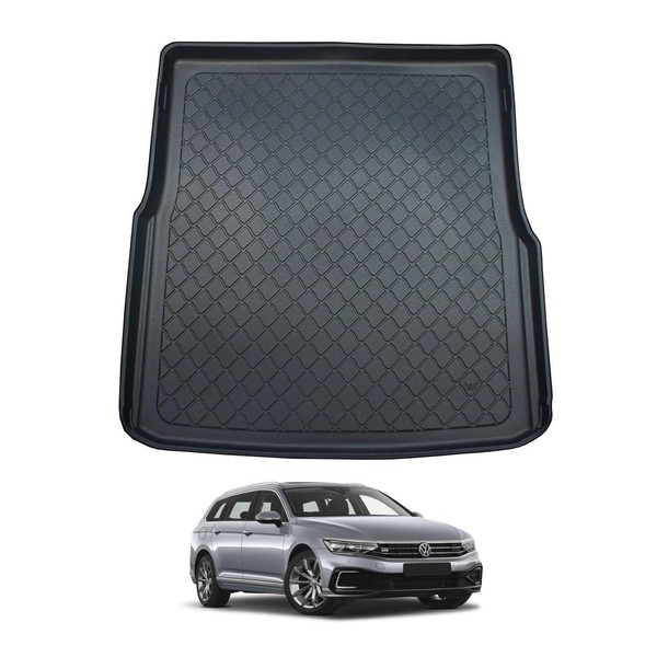 NOMAD Boot Liner for VW Passat Estate 2015+ Premium Tailored Fit Car Boot Floor Protector Guard Tray Black Custom Fitted Accessory - Dog Friendly & Waterproof with Raised Edges