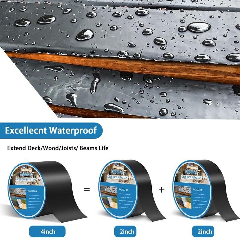 Heelos Joist Tape for Decking 4"×50,2 Pack Weather-Resistant Deck Joist