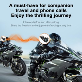 Docooler Motorcycle Helmet Intercom BT5.0 Hands-free Interphone for Motorcycle Riders 300M Range IP67 Waterproof Dustproof with Microphone