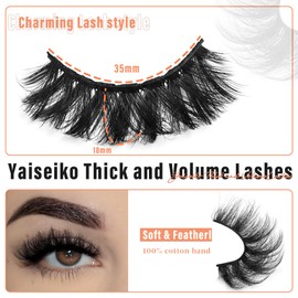 Fluffy Lashes False Eyelashes 18mm Lashes Full Volume Long Wispy Strip Lashes 7 Pairs Faux Mink Lashes by Yaiseiko