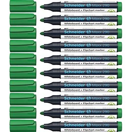 Schneider 290 Marker Pen Set 1-3 mm Green Refillable for Whiteboard and Flip-Chart Pack of 10