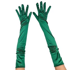 RiJinDuoJin Long Opera Party Gloves for Women 1920s Satin Stretchy Gloves Costumes Elbow Length Bridal Evening Dress. Long Approximately:21.65 Inches / 55 Cm - Dark Green