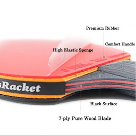 6 Star Ping Pong Paddles, 7-Ply Blade, Premium Rubber, Advanced Training Table Tennis Rackets/Bats Long Handle with Carry Case