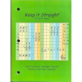 Keep it Straight Grid Paper, 3 hole punch, Colored grid notebook, paper pad, ADHD, school supplies, Large squared notebook, Bullet journal, office supplies, tools for kids, 8.5 x 11