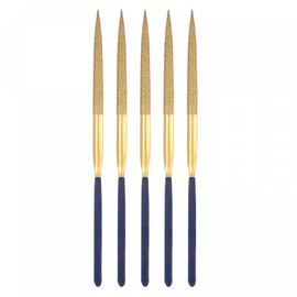 sourcing map Diamond Needle Files, 3mm x 140mm Titanium Coated Half Round Files Hand Tool with TPU Handle for Metal Stone Wood 5pcs