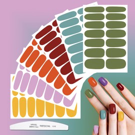 JERCLITY 20 Sheets Classic Solid Color Nail Polish Strips with Nail File Self-Adhesive Nail Stickers Full Nail Wraps for Women Gel Nail Strips Stick On Nails for Women