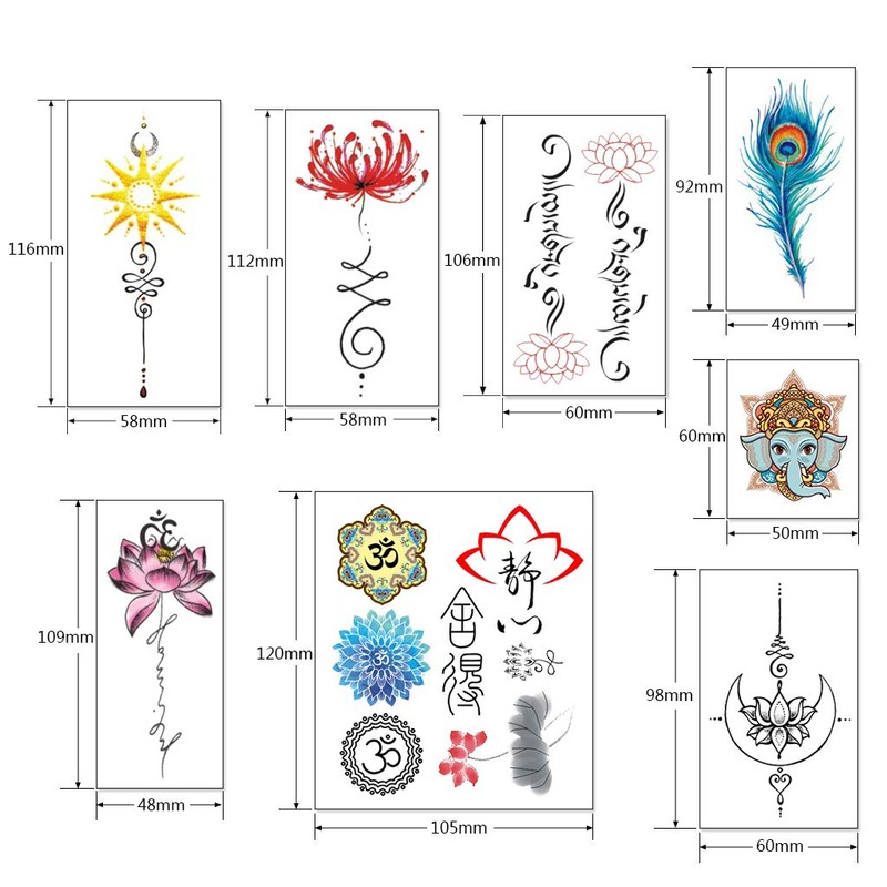 CARGEN 30 Sheets Yoga Temporary Tattoo Set Lycoris Radiata Shabby