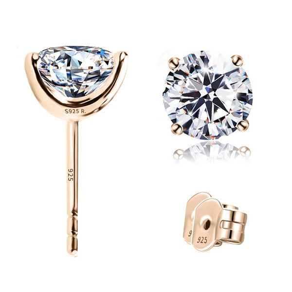 "STUNNING FLAME" 18K Rose Gold Plated Sterling Silver Cubic-Zirconia Stud