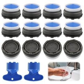 Ominelu 12 Piece Tap Strainer Set M18.3 Including 2 Wrenches - Built-in Tap Aerator & Plastic Strainer Insert for Bathroom and Kitchen