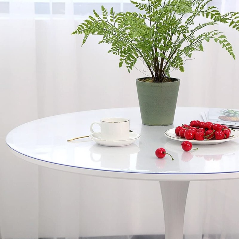 WingCanto 52 Inch Round Clear Table Cover Protector PVC Plastic