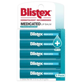 Blistex Bálsamo labial medicado, 0.15 onzas, evita la sequedad y el agrietamiento, protección solar SPF 15, sella la humedad, bálsamo labial hidratante, fórmula fácil de deslizar para una cobertura completa, 1 paquete