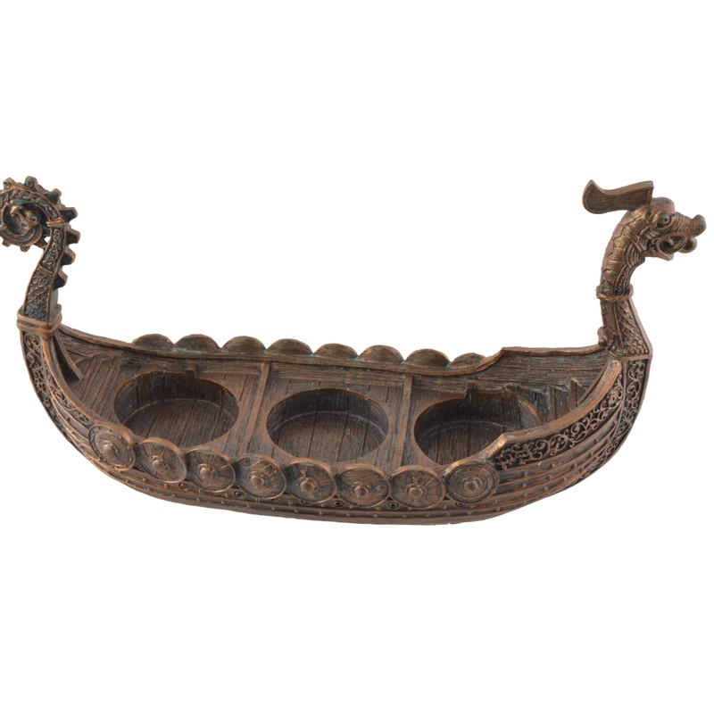 Nordic Drakar Viking Ship Tea Light Holder Bronze 3 Tea