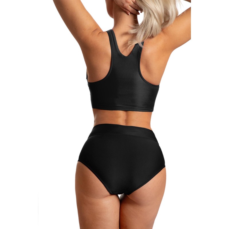 Aquarti Women's Bikini Bottoms High Waist with Turn-Up Waistband Bottom,