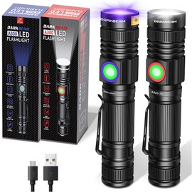 DARKBEAM UV 365nm Flashlight USB Rechargeable Wood's Lamp Black Light Ultraviolet, LED Super Bright Flashlights Mini, Water Resistant, for Pet Urine Detection, Emergency, 2 Pack