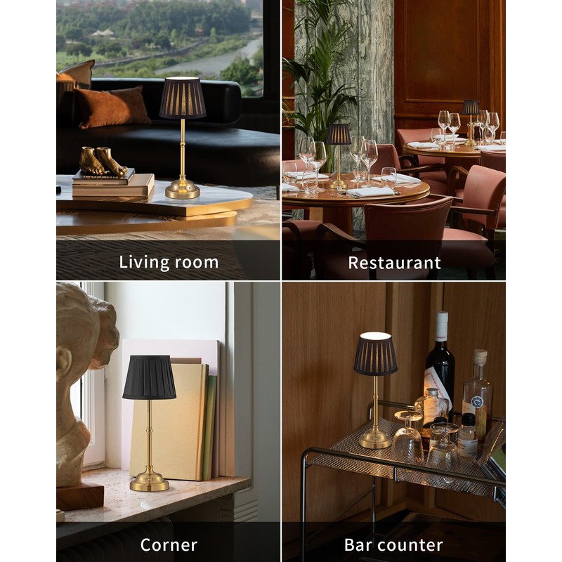KDG Cordless LED Table Lamp Set of 2, Portables Fabric
