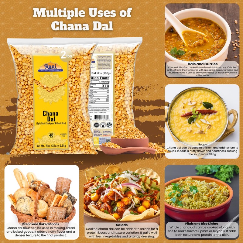 Rani Chana Dal (Split Desi Chickpeas without skin) 32oz (2lbs)