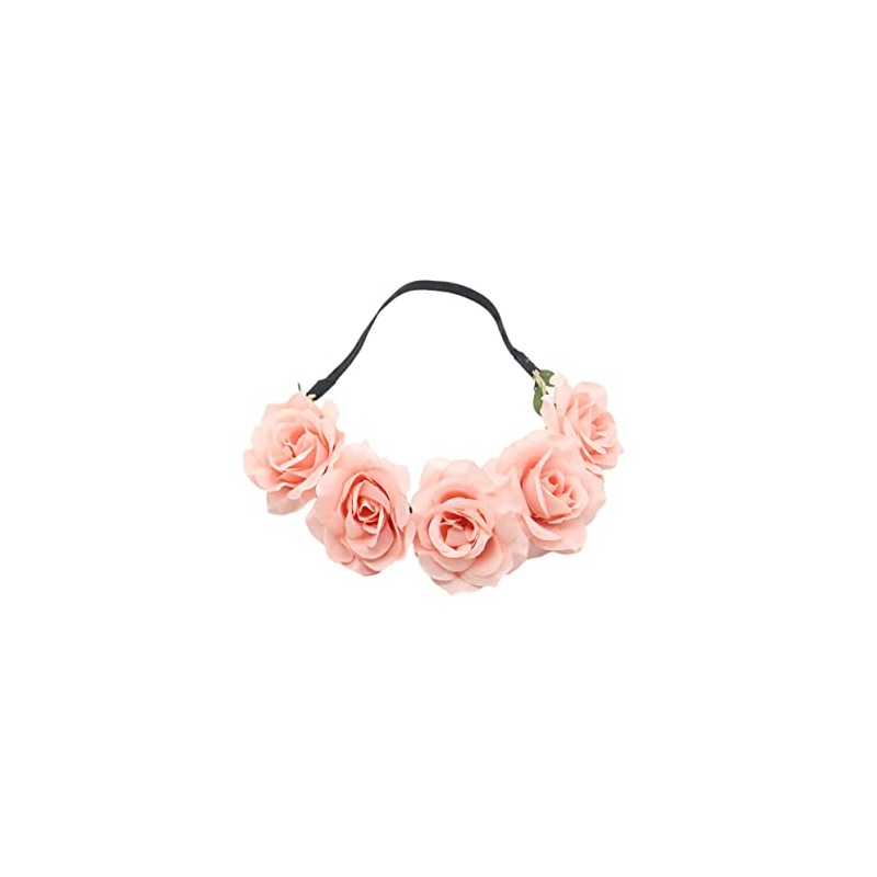 Koolgil Women's Bohemian Beach Simulation Rose Flower Headband for Party