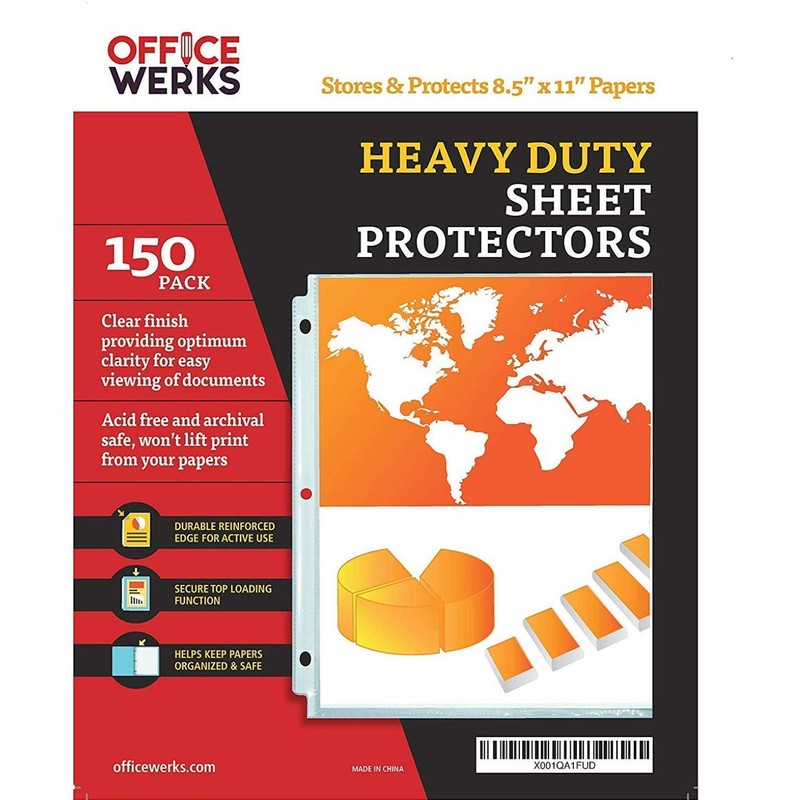 Office Werks Archival-Quality Document Protectors | Reinforced Clear Sheet Sleeves