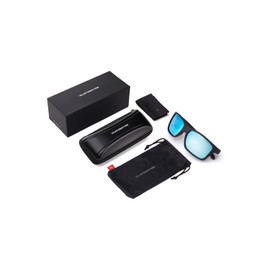 CLANDESTINE Square & Curve Unisex HD Sunglasses - Sunglasses Anti-Glare for Men and Women, Square Black Opal - Nylon HD Light Blue
