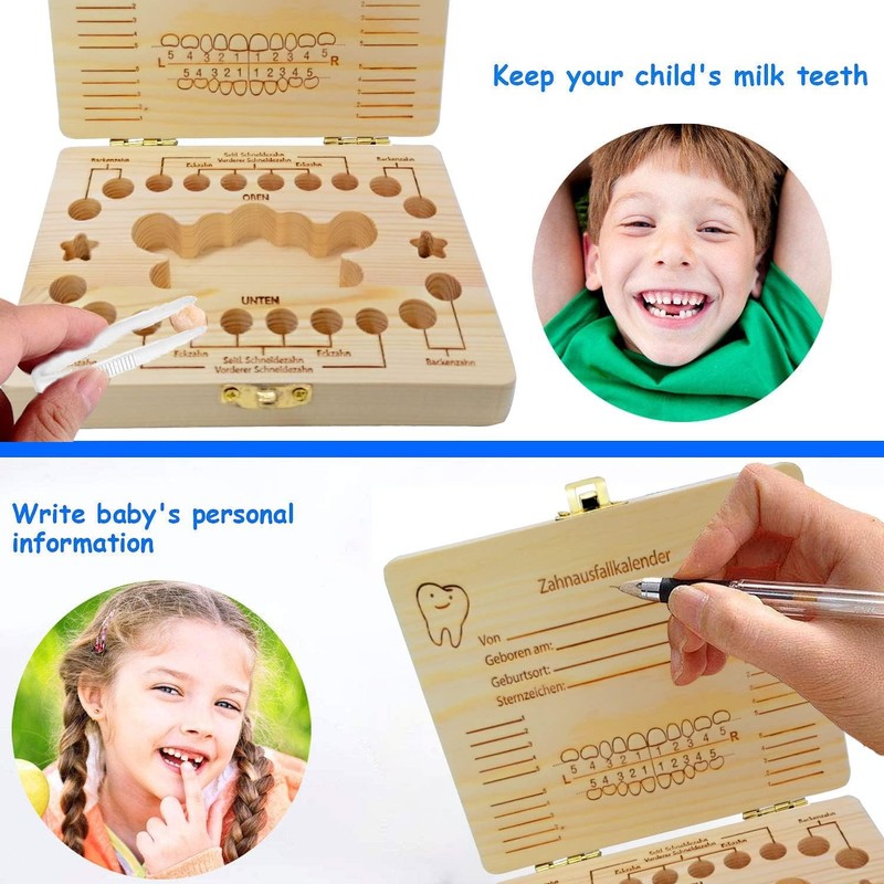 Shengruili Wooden tooth box, milk teeth box, made of wood