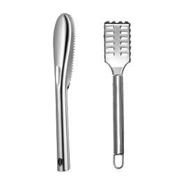 Fish Skin Cleaning Brush, Fish Scale Remover, Fish Descaler Tool, Stainless Steel Fish Skin Peeler Tool, Pack of 2 (Silver)