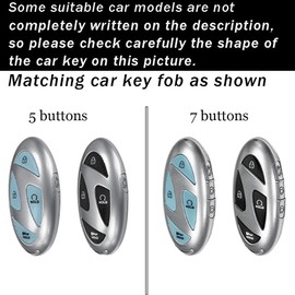 ontto 7 Buttons Key Cover with Keychain Light Car Key Shell Anti-scratched Silver Edge TPU Key Housing Fit for Hyundai Ioniq 6 Azera Grandeur GN7 Kona EV 2023 2024 Black