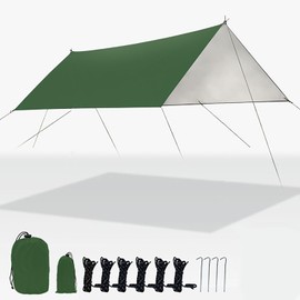 Pezlun Hammock Rain Fly, Tent Tarp, UV Prevention, PU1000MM Waterproof, Suitable for Backpack Travel, Outdoor Camping（Green）