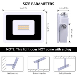 MIWATT 2 x 10 W LED Warm White Ultra Thin Outdoor Spotlight, 900LM Super Bright LED Floodlight, IP68 Waterproof Outdoor Floodlight, Floodlight for Yard, Garage, Sports Field