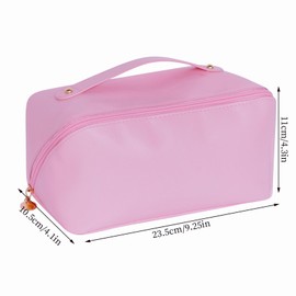 Large Capacity Travel Cosmetic Bag, Multifunctional Leather Makeup Bag, Waterproof Cosmetic Bag with Handle and Divider, Cosmetic Organizer Bag for Wome, Pink, Fashion