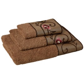 Popular Bath Bath Towels, Larissa Collection, 3-Piece Set, Rose Design