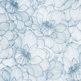 FunStick Light Blue Floral Wallpaper Peel and Stick Modern Minimalist Peony Flower Wall Paper Blue and White Floral Contact Paper for Cabinets Waterproof Removable Wallpaper for Bedroom Bathroom Walls
