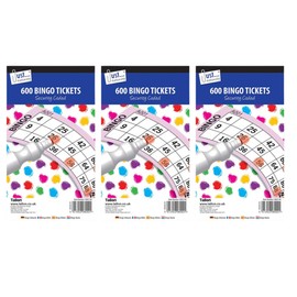 Great British Home Bingo Tickets Bundle - 3 Packs of Bingo Books with 600 Tickets Each for a Total of 1800 Bingo Tickets for Bingo Game Nights bundled